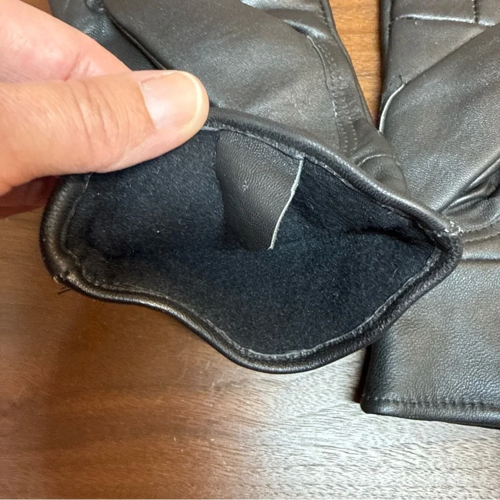 Women’s Gloves 100% Genuine‎ Lambskin Leather Lined Black Sz L Driving Walking